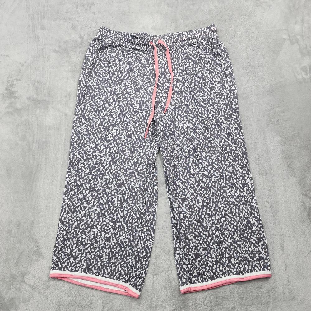 Secret Treasures Pants Womens M Gray Animal Print Capri Lounge Sleep Pajama
